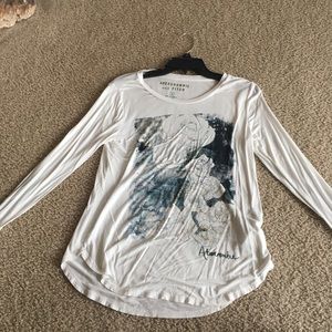 White long sleeve tee with floral design